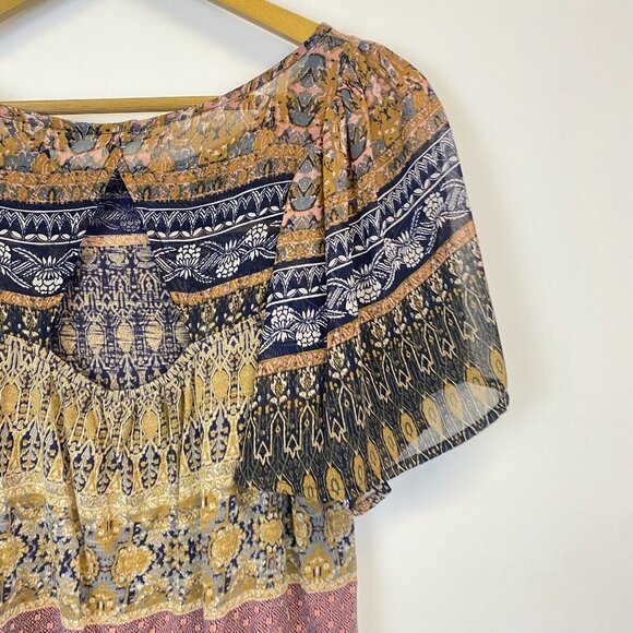 Lucky Brand Paisley Flutter Sleeve Top - Picture 9 of 10